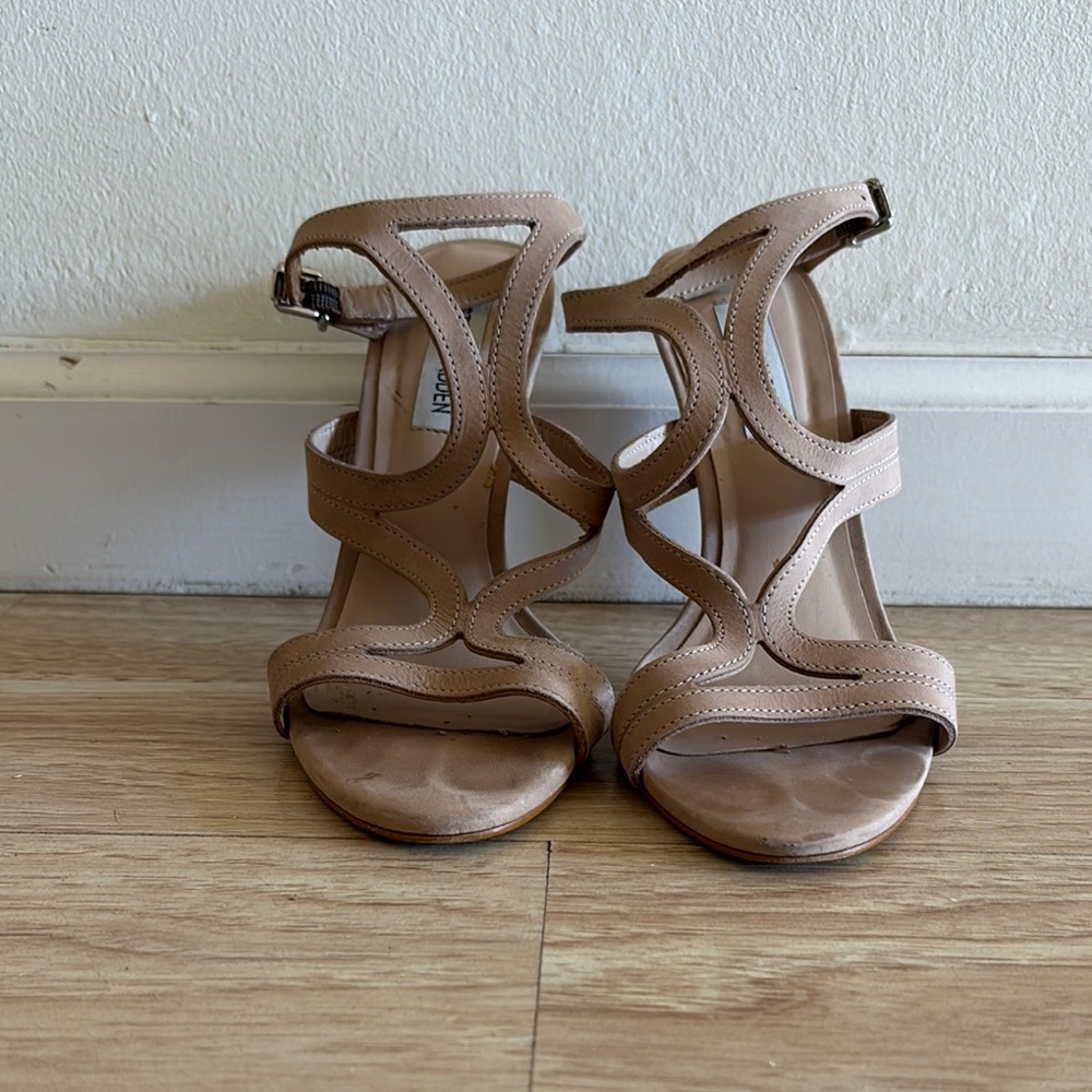 Steve Madden Tan Nubuck Sidney Dress Sandal Heels Size 9